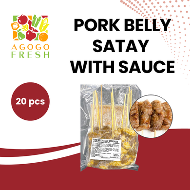 Frozen Pork Belly Satay with Sauce (10 Sticks)